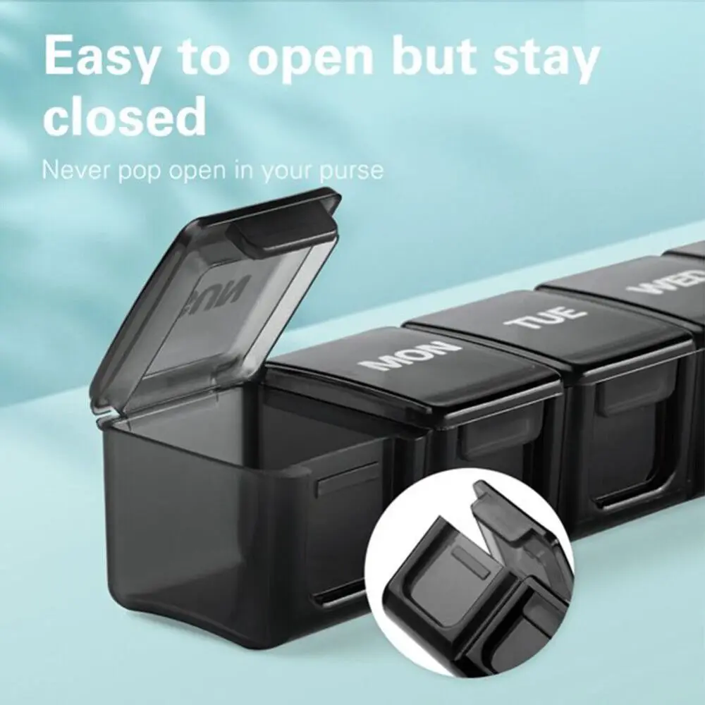 Portable PP Pill Box Waterproof Large Capacity Pill Organizer Transparent 7 Compartment Weekly Pill Box Household