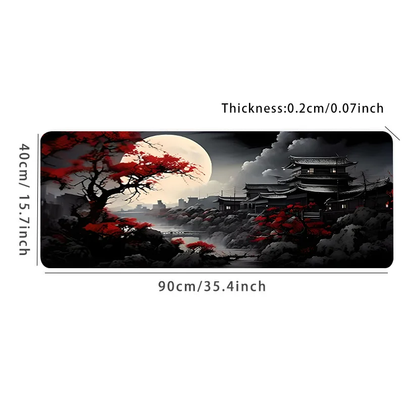 لوحة ماوس ساموراي الليلية ملحقات مكتبية يابانية وسادات ماوس ألعاب كبيرة جدًا للمكتب وقاعدة مطاطية غير قابلة للانزلاق للكمبيوتر