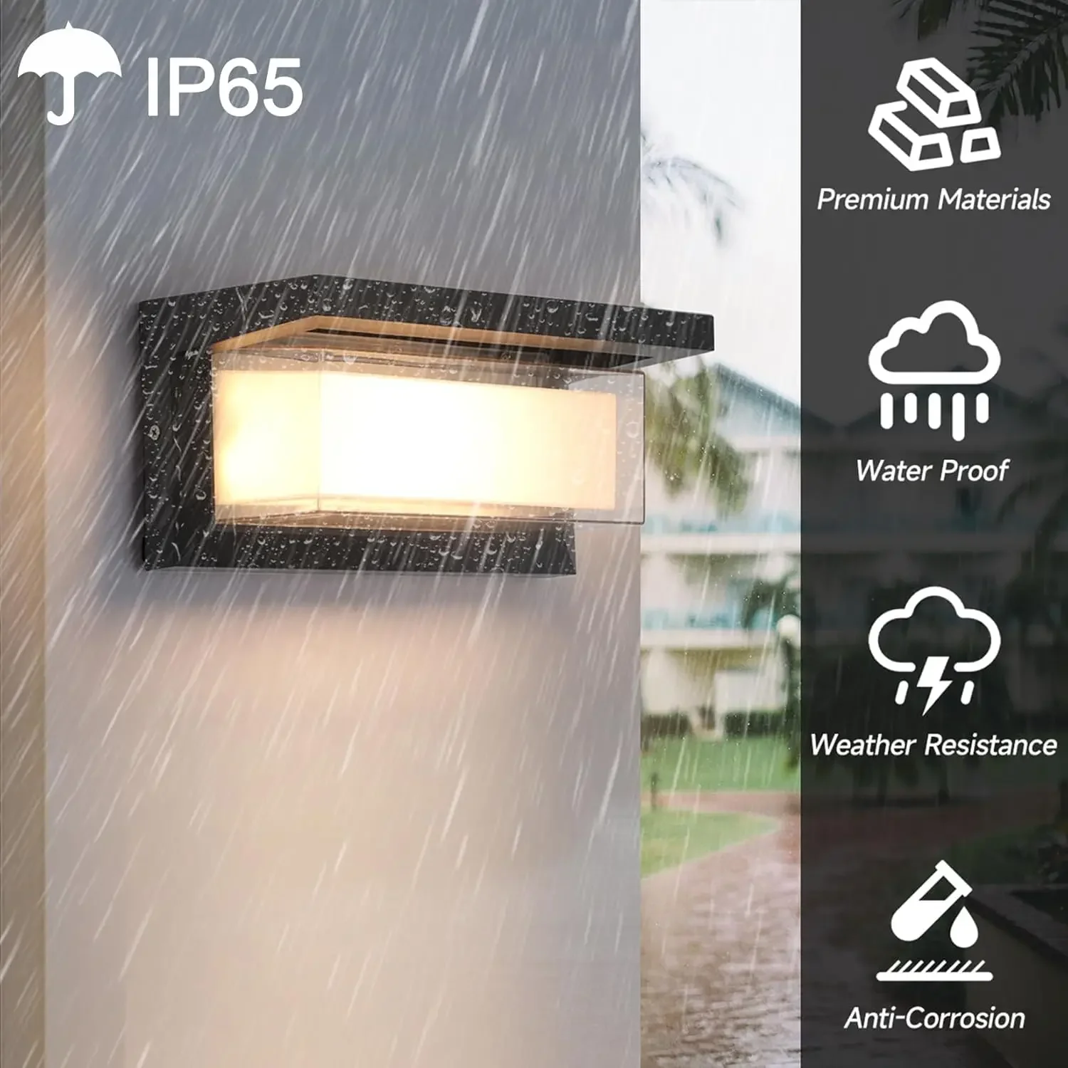 1 Pack 18W LED Outdoor Wall Light IP65 Waterproof Aluminum Exterior Sconces Wall-Mounted Lighting Fixtures for Exterior