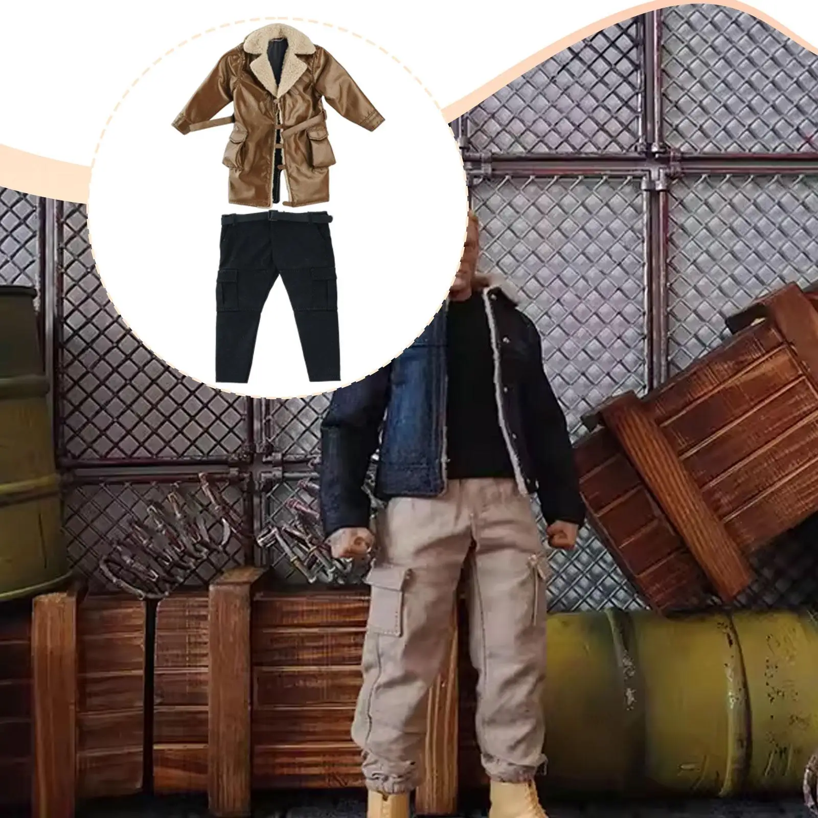 

1/10 1/12 Male Soldier Clothes Set Miniature Figure Dress Up Costume for Action Model Photography