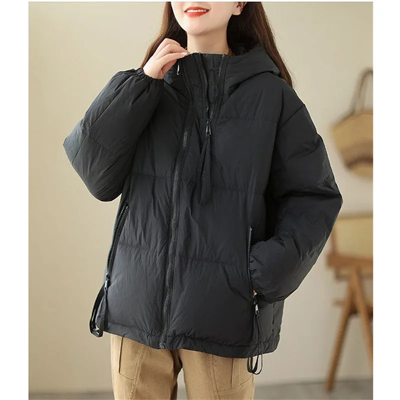 Giacca imbottita in cotone femminile 2024New Winter Down Coat Donna Parka Coreano Breve allentato con cappuccio Tuta sportiva Moda donna Cappotto Top