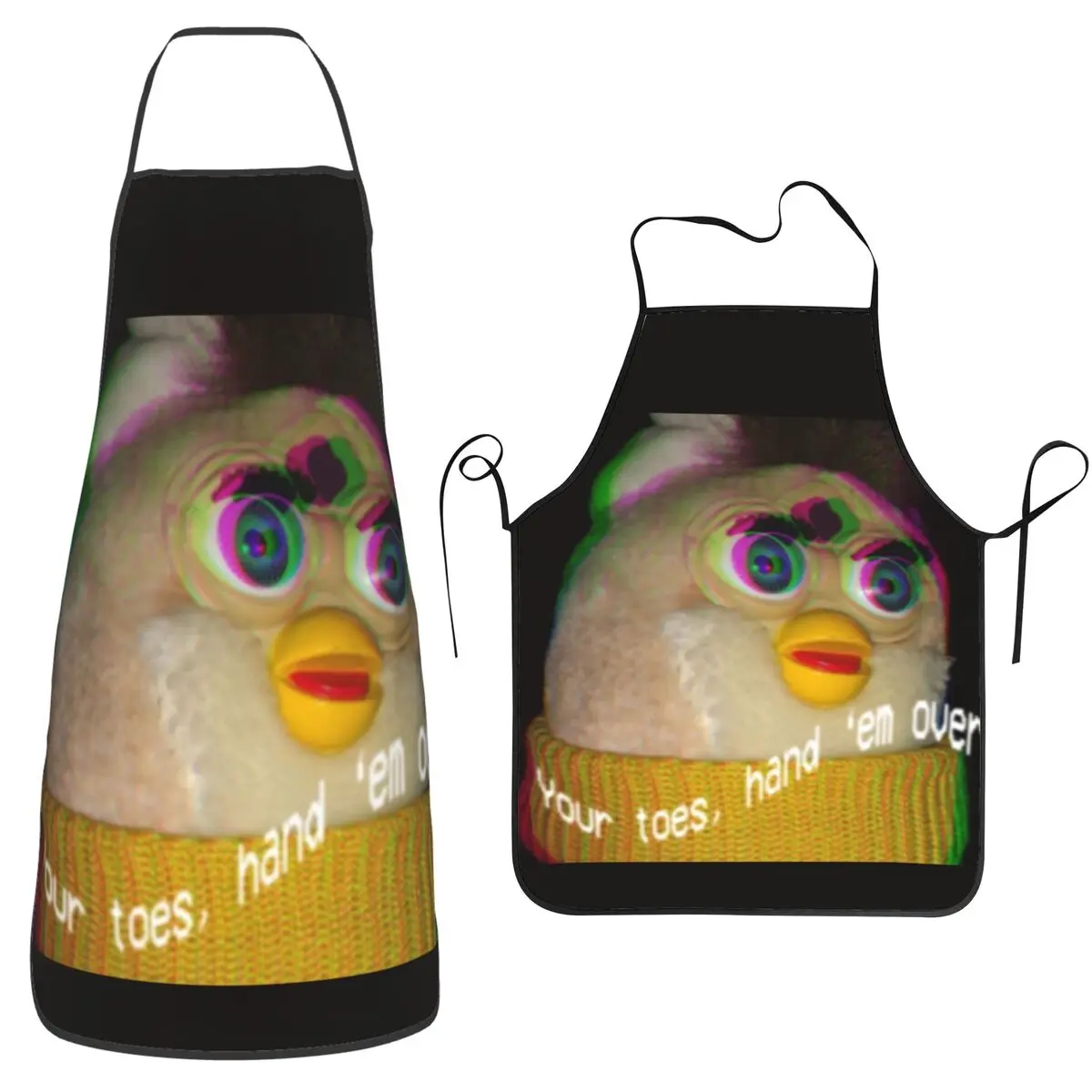 

Длинный фартук Furby Give Him Your Toes, фартук для шеф-повара, кулинарии, кухни, нагрудник без рукавов, кухонный фартук для уборки для женщин и мужчин, живопись