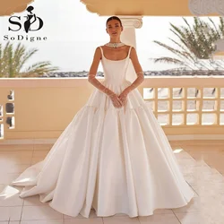 SoDigne Princess Taffeta Bride Dresses For Women Square Neck Wedding Party Dress Backless Bridal Gown robes de mariée Customized