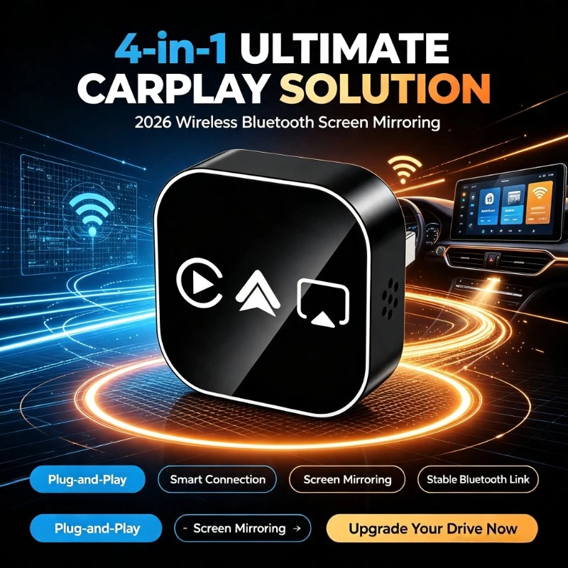 Bluetooth CarPlay Connector Old Car Retrofit Smooth Screen Share 4-in-1 Compact Part