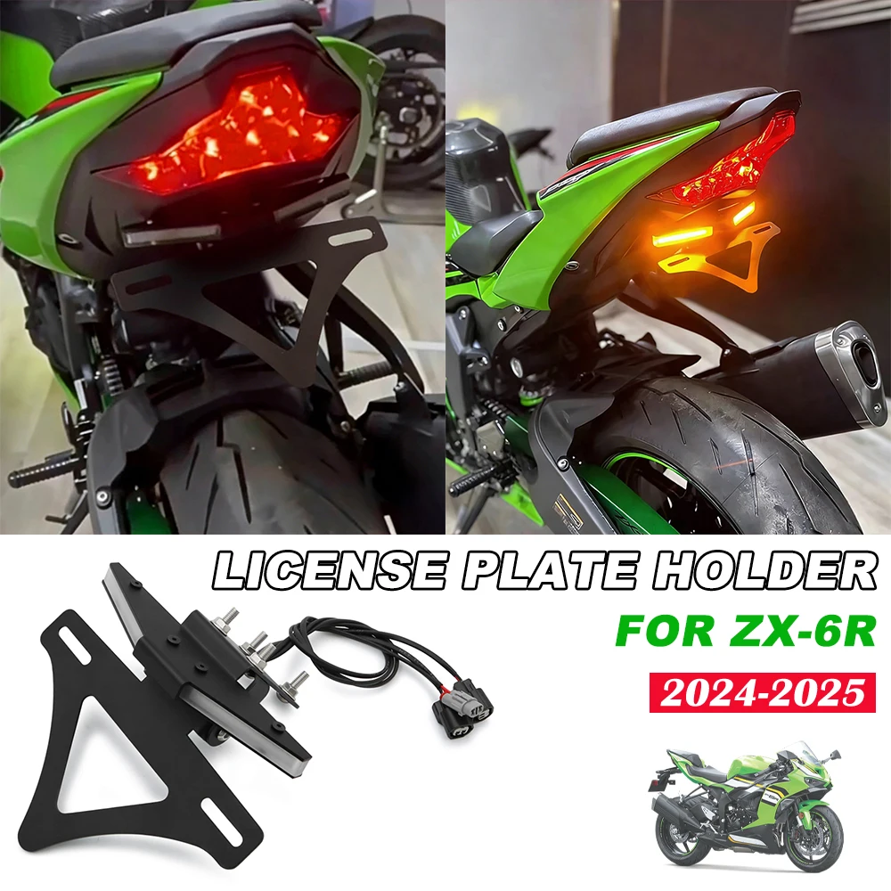 

Rear License Plate For KAWASAKI Ninja ZX-6R NINJA ZX 636 LED Light Tail Tidy Holder Fender Eliminator Tail Bracket ZX6R 2024 25