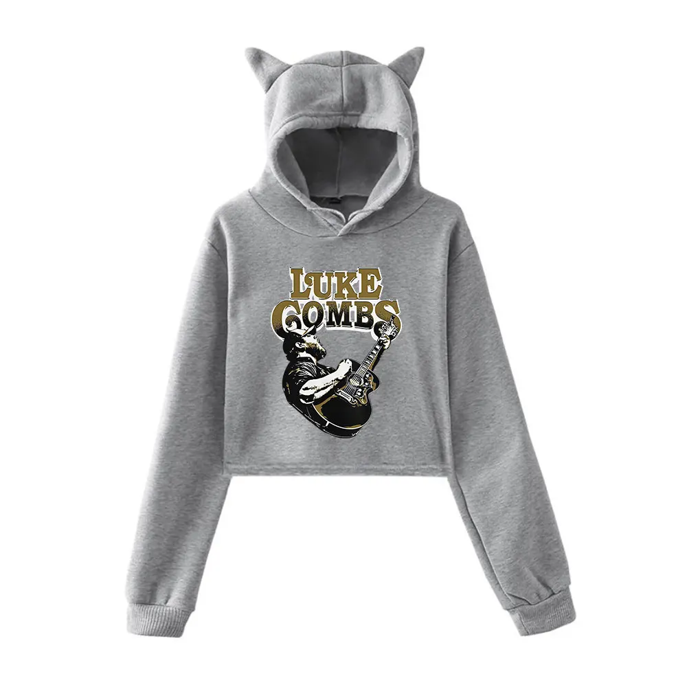 لوك كومبز خمر 90s الشارع الشهير هوديي ميرش هوديس بلوزات للفتيات القط الأذن المحاصيل موضة الرياضة السترة #3