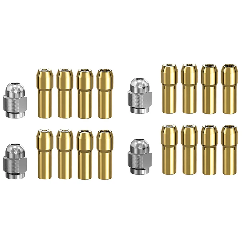 

Y51A-20Pcs Brass Collet For Dremel, Replacement 4485 Quick Change Rotary Drill Nut Tool Set With Two Metal Change Collet Nut
