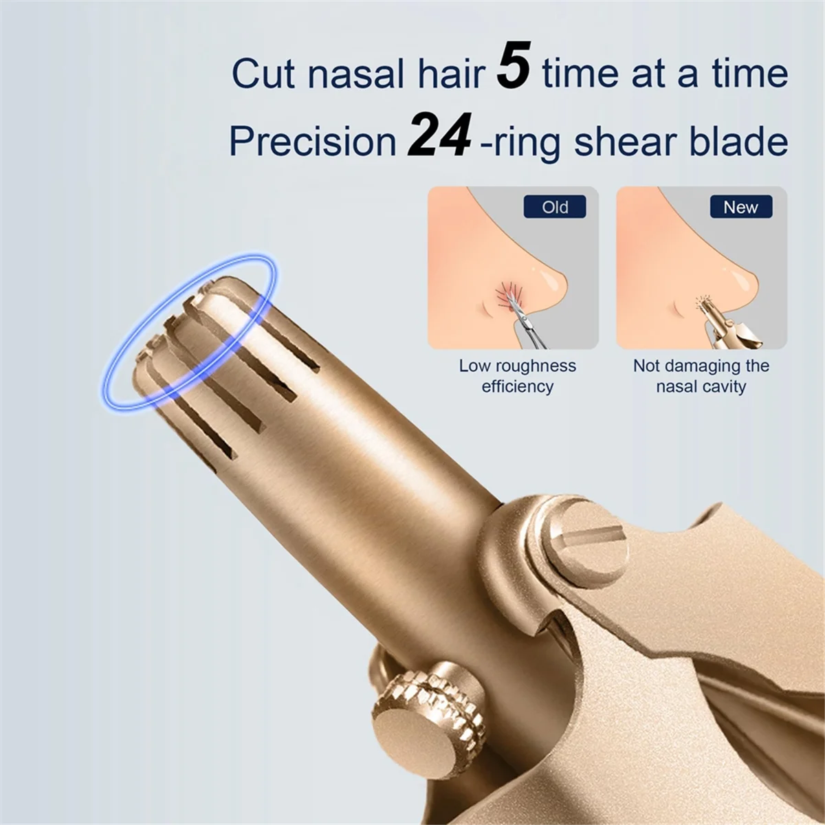 ที่กันจอนขนจมูก ปัตตาเลี่ยนกันน้ําแบบแมนนวลสําหรับผู้ชายและผู้หญิง ตัดแต่งเรียบด้วยใบมีดสองคมสิบสองด้าน-LITE