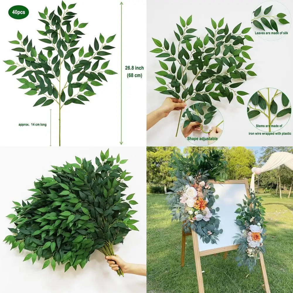 

40-Piece 68cm Artificial Italian Ruscus Greenery Stems for Weddings, Floral Arrangements, and Home Decoration