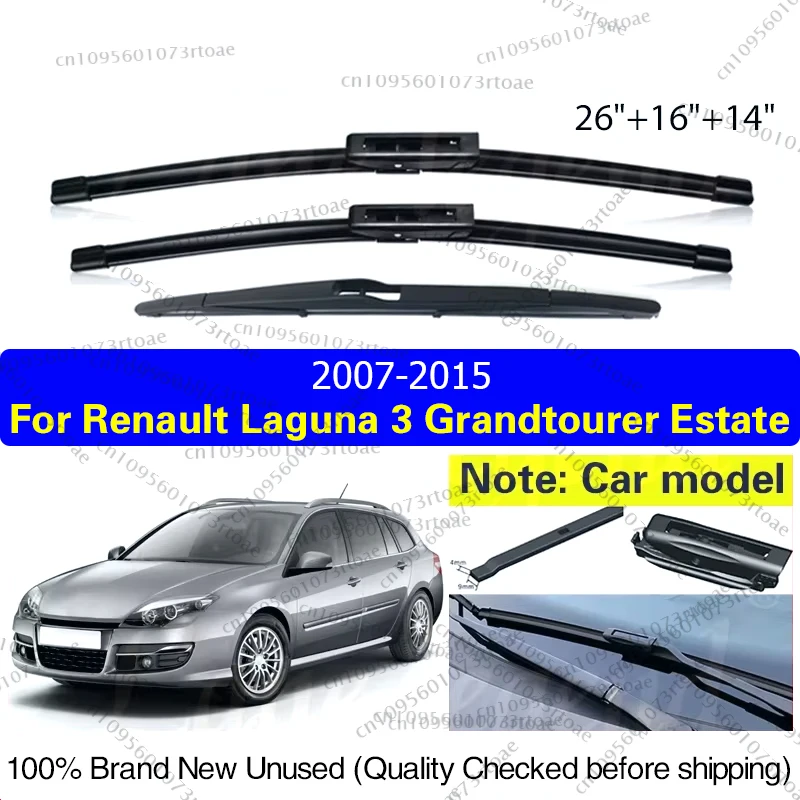 

Wiper Front Rear Wiper Blades Set For Renault Laguna 3 Grandtourer Estate 2007 - 2015 Windshield Windscreen Window 26"+16"+14"