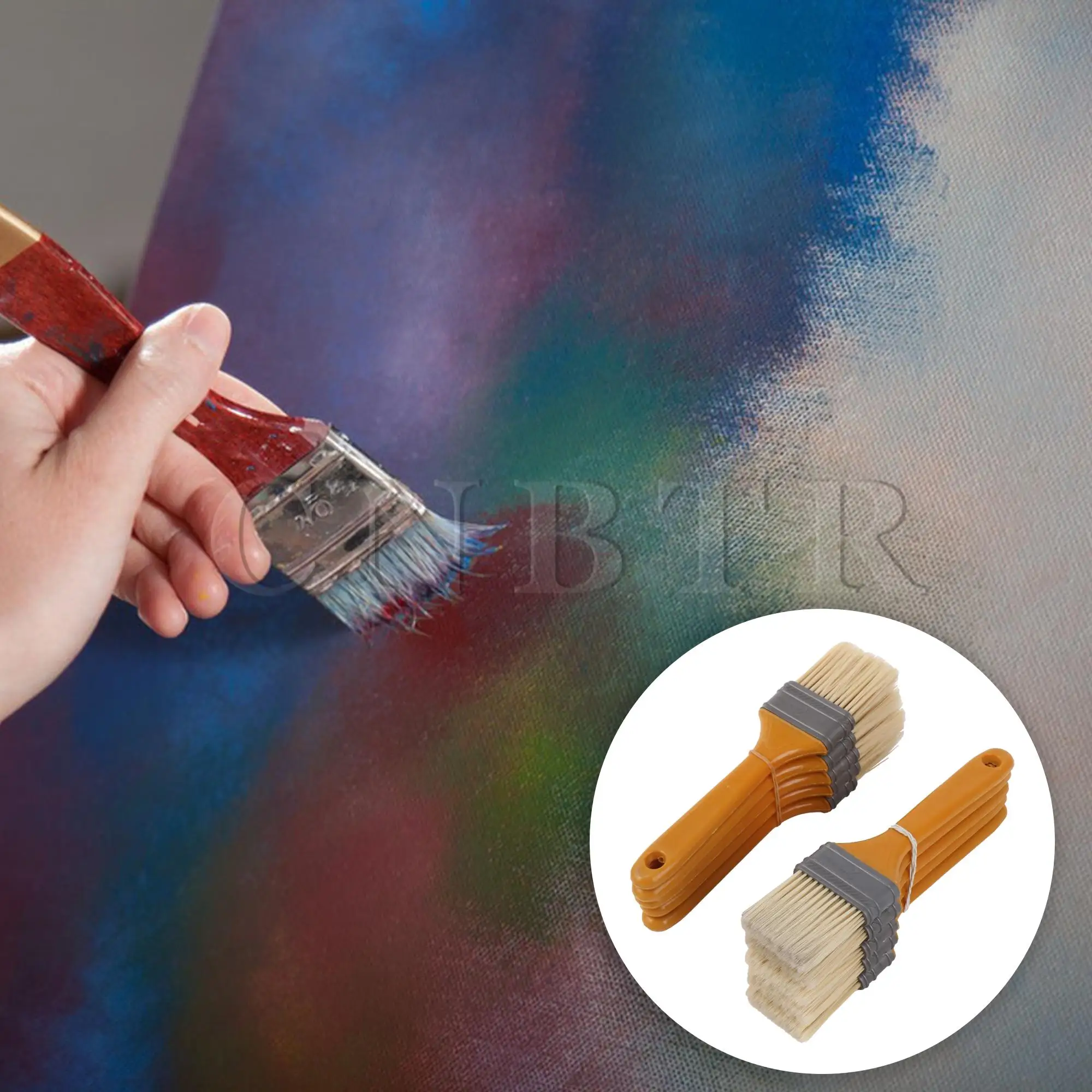 CNBTR 10 Pieces Small Plastic Handle Paint Brushes Kit for Walls Touch Up 2 Inch