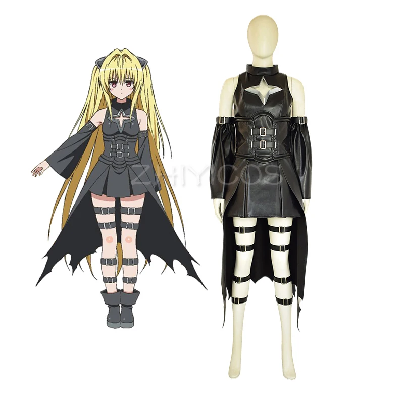 

Новый аниме TOLOVE Darkness Eve косплей костюм Золотая темнота черное платье из искусственной кожи наряд костюмы на Хэллоуин для женщин