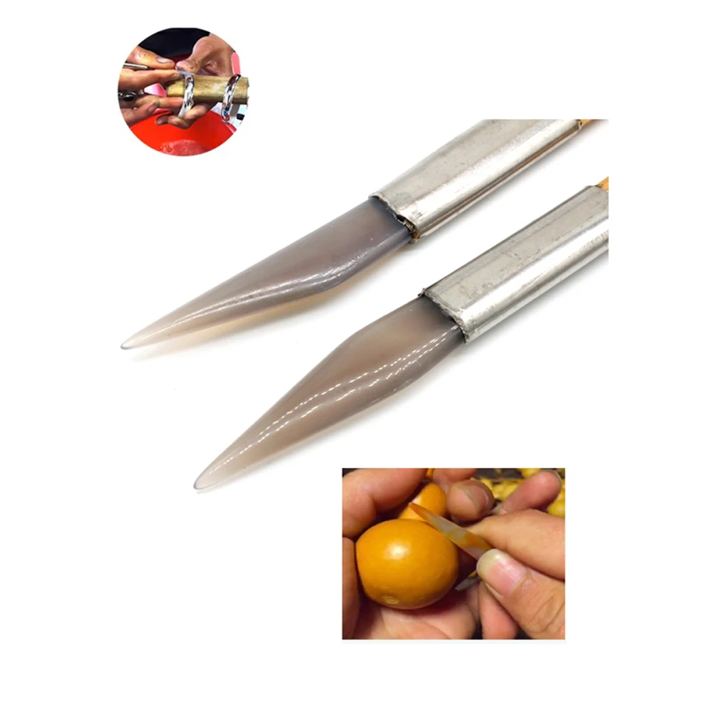 2pcs Agate Burnisher Knife Edge With Bamboo Handle For Gold Silver Polishing Jewelry Tools