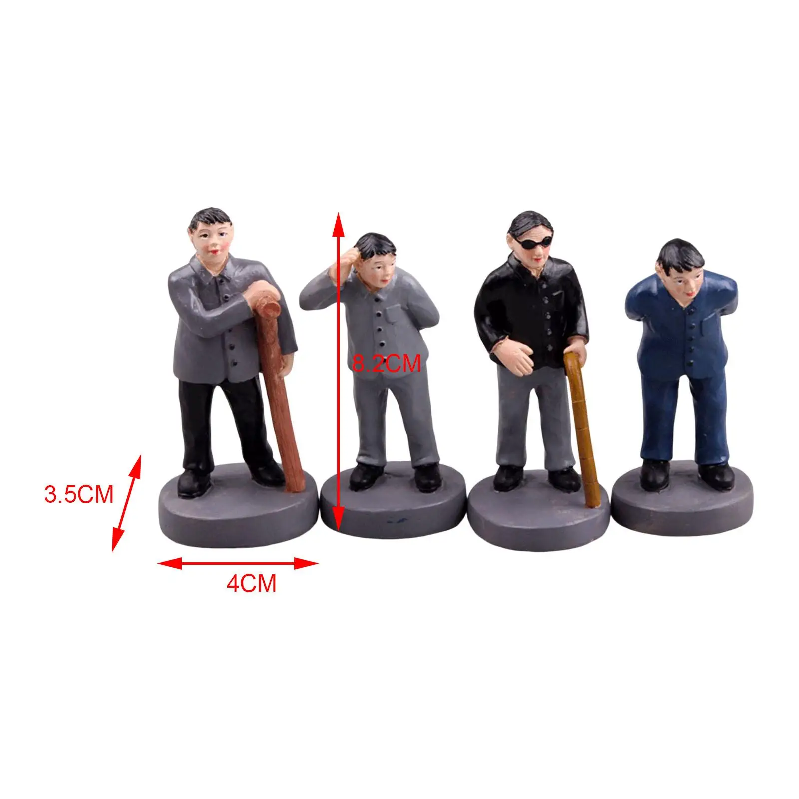 4 Pieces People Figurines Set Miniature Toy for Trains Architectural Layout