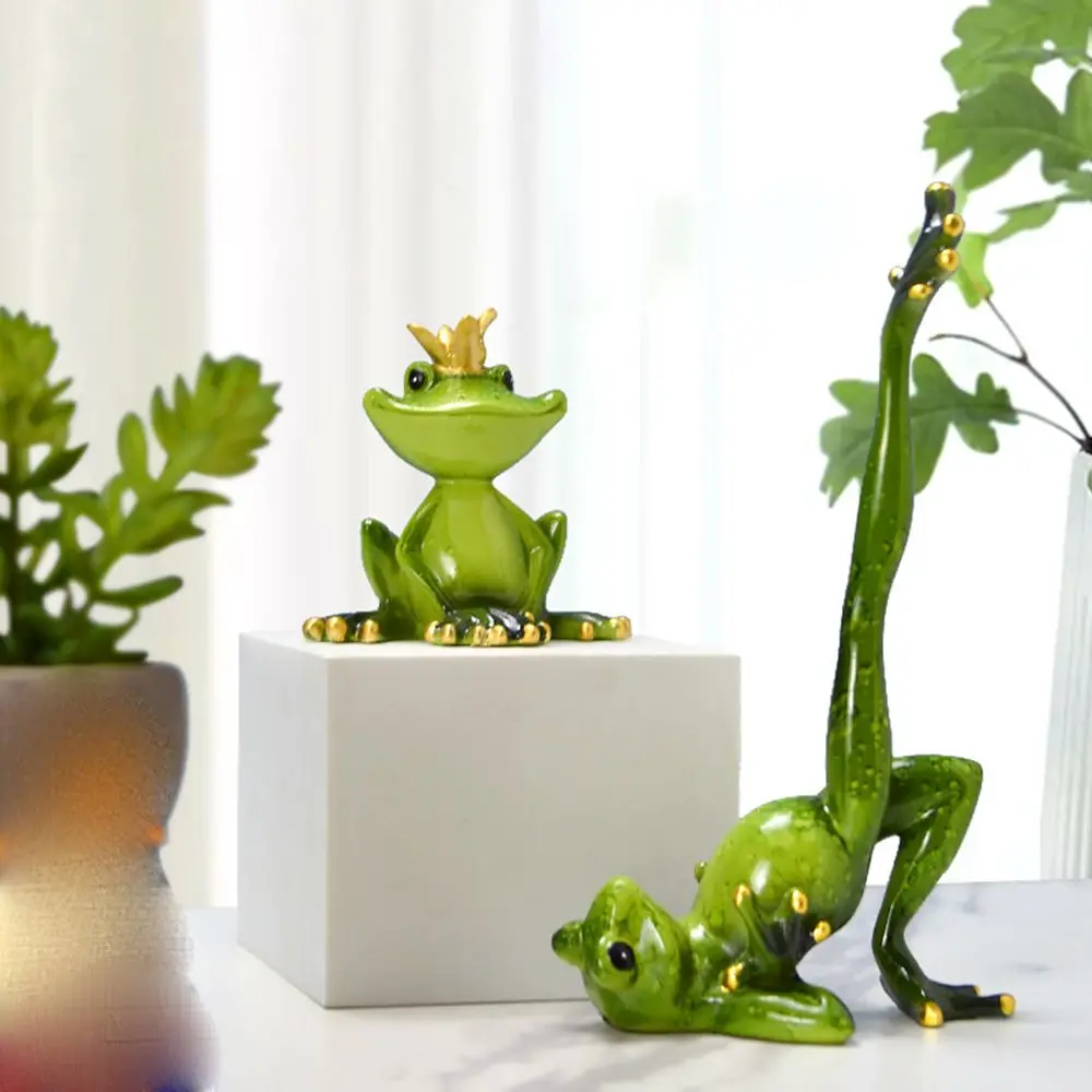 Creative Yoga Frogs Resin Crafts Miniatures Frog Sculpture Statue Home Table Desk Decor