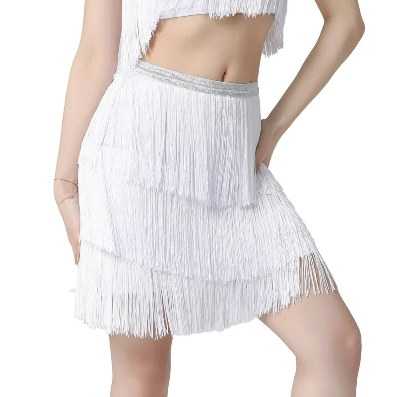 Women  Latin Dance Fringe Skirt Dance Practice Half Skirt Festival Stage Performance Costume Sexy Tassel Latin Dance Skirts