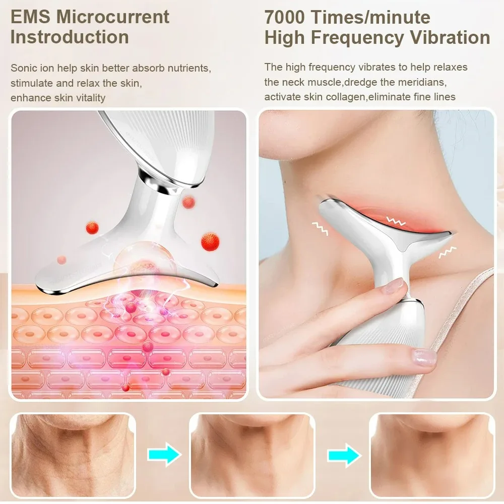 Facial Massager Ems Facial Microcurrent Anti-Aging Facial Massager Red Light Therapy Skin Tightening Neck Face Lifting Massager