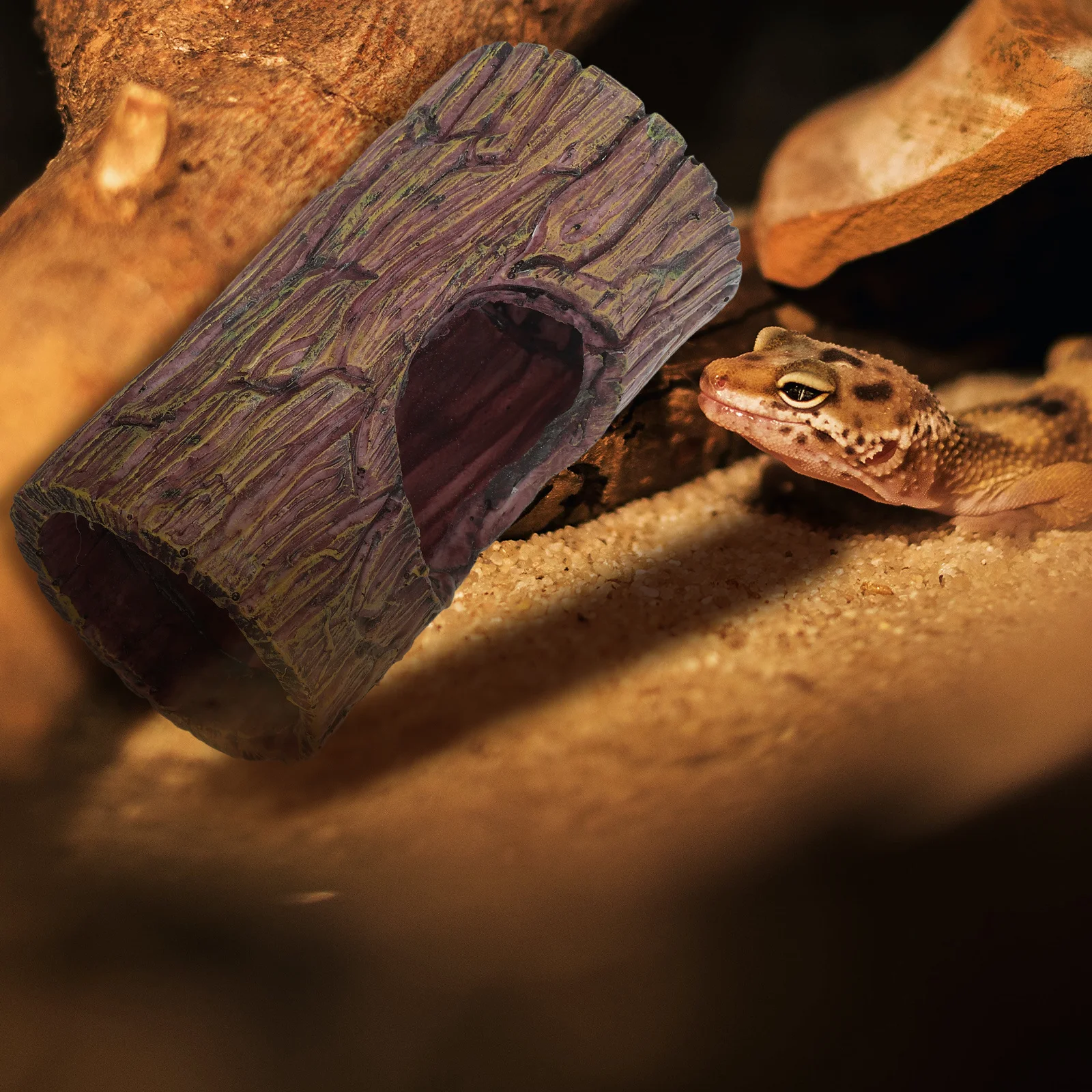 نابض بالحياة أبو بريص الراتنج مخبأ النباح سجل شجرة الكهف شفط كأس الزواحف إخفاء الكهف للبرمائية الموئل ديكور الزواحف النباح إخفاء