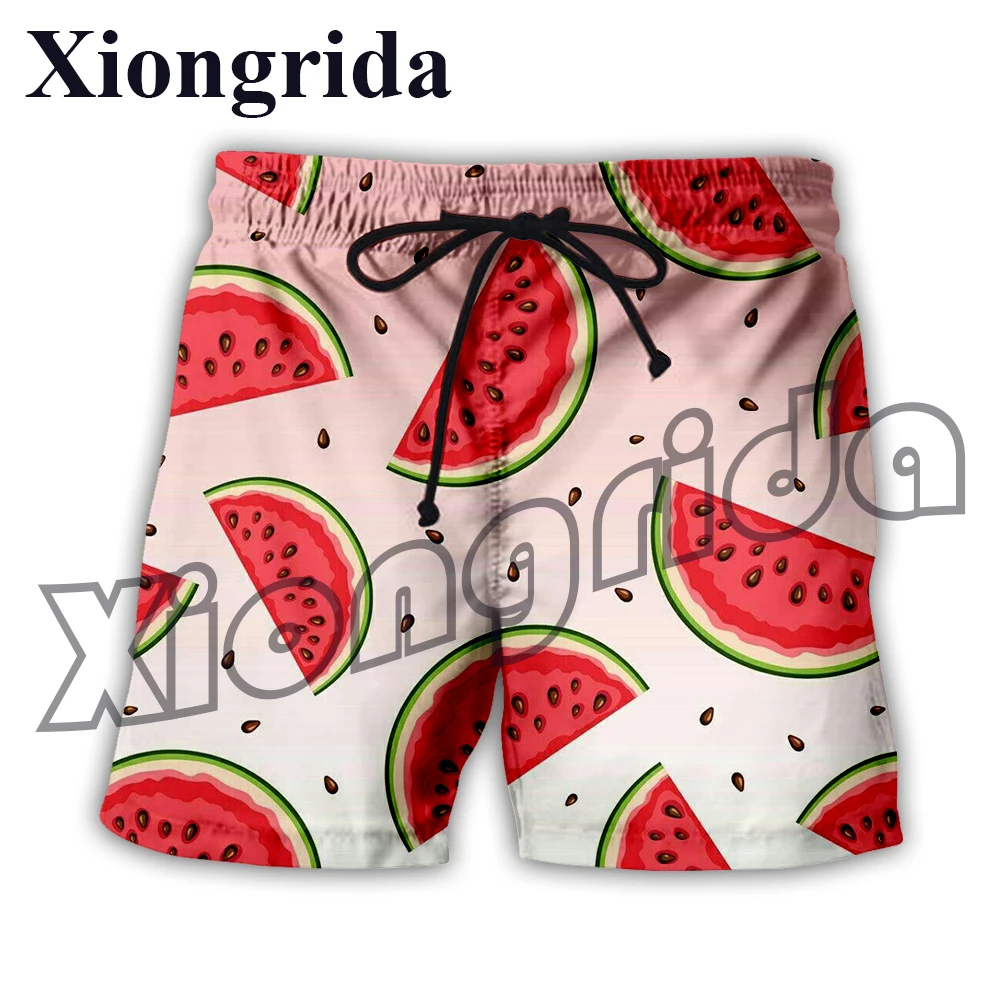 Watermelon Print Shorts Harajuku Beach Short Pants Simple Style Fruit 3D Printed Shorts Men's Short Trunk Tracksuit Streetwear