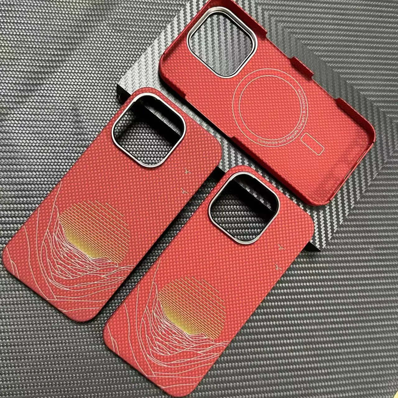 

Shanhai Risheng iphone 16 PROMAX PRO 16Pro Kevlar carbon fibre aramid fiber material China red 16 PROMAX phone protective case