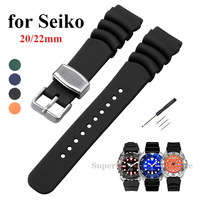 Silicone Watch Band 20mm 22mm for Seiko SKX007 SKX009 Waterproof Diving Rubber Bracelet Men's Sports Strap Metal Ring