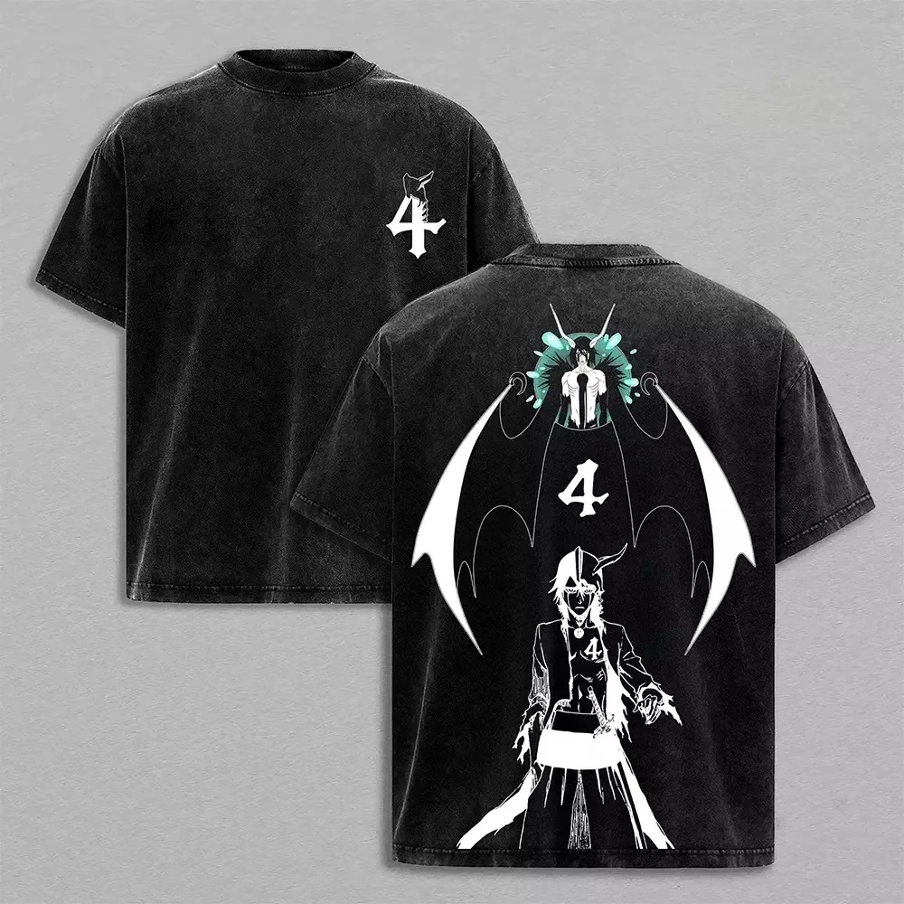 2026 Bleach Yoruichi Shihouin Double Sided Anime Graphic Vintage Washed Black T-Shirt Unisex Oversized Y2K Streetwear Cotton Tee view 2
