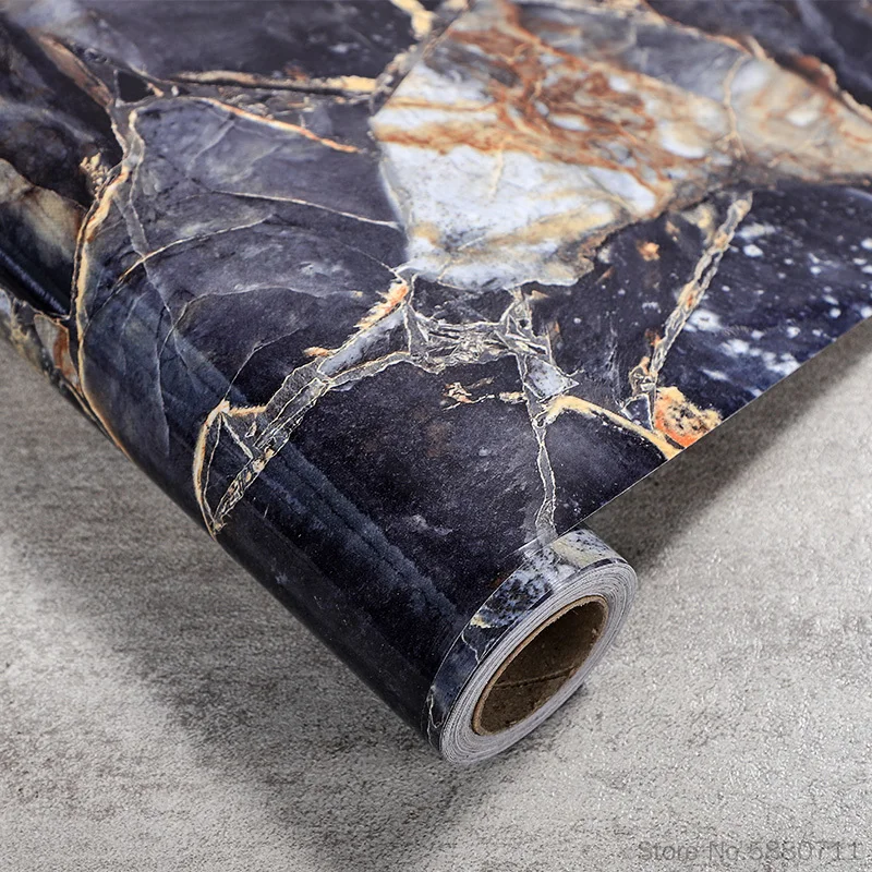 Fire Retardant Waterproof Kitchen Marble Remodeling Wallpaper Film Table Countertop Living Room Wall Background Sticker