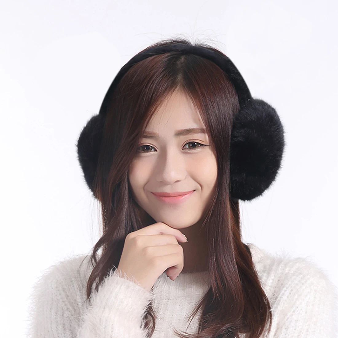 2023 Winter Faux Fur Earmuffs Solid Color Ear Warmer Plush Fuzzy Big Earmuffs Headband Women Thicken Plush Warm Ear Protector