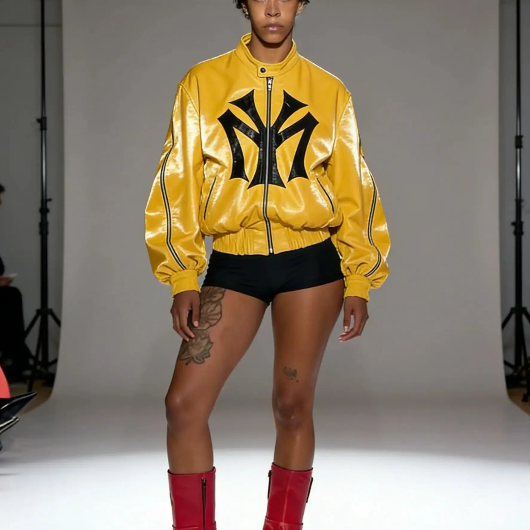 

American style multi zipper design cross-border men's and women's loose letter embroidery pattern fashionable hoodie