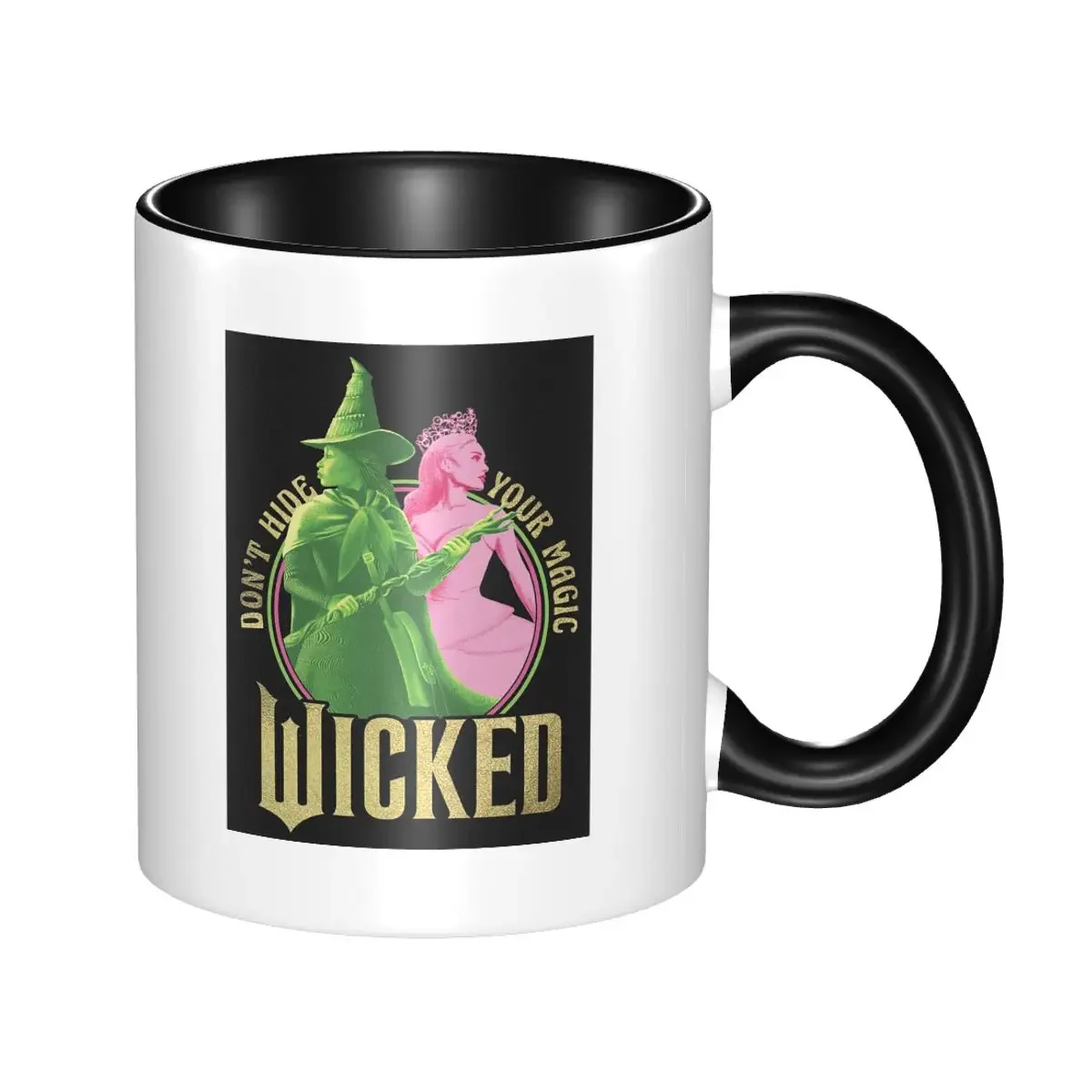 Taza Divertida de Cerámica con Diseño de la Película Wicked, Color Rosa y Verde, para Café, Té, Leche, Regalo para Amigos