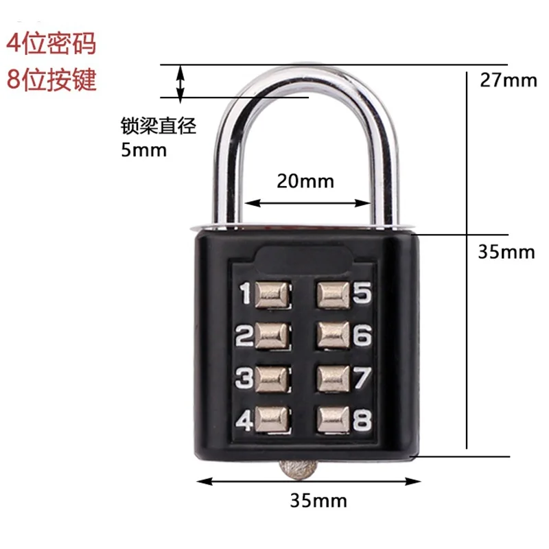Metal Color Key Password Padlock Blind Mechanical Password Lock Gym Lock Luggage Bag Backpack Padlock