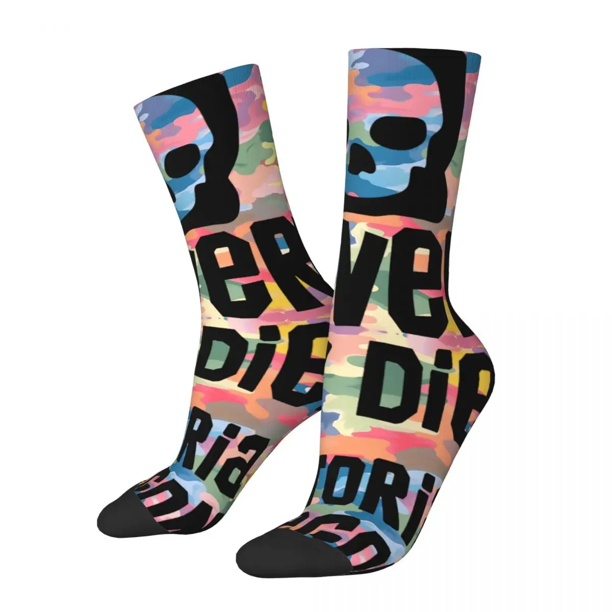 Crazy compression Handsome Sock for Men Harajuku N-Never Say Die Quality Pattern Crew Sock Casual