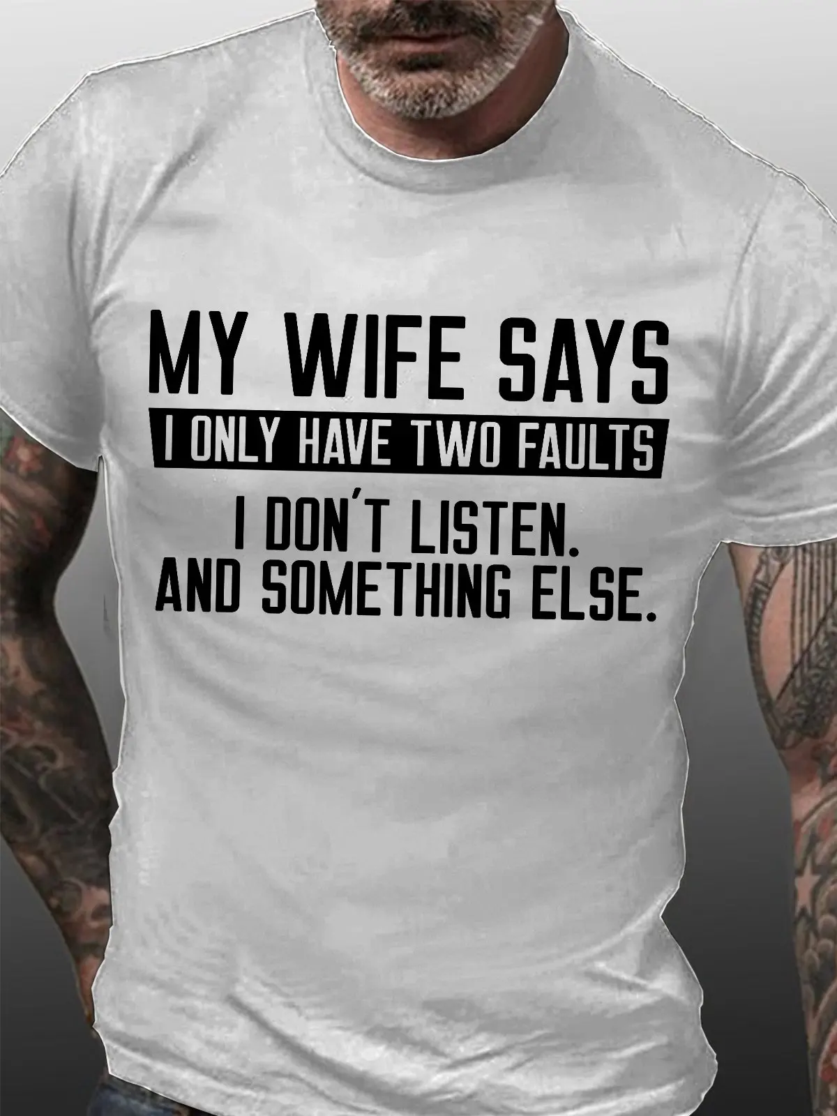 My Wife Says Men's Short Sleeve T-Shirt   Graphic Print Casual Tee Shirts