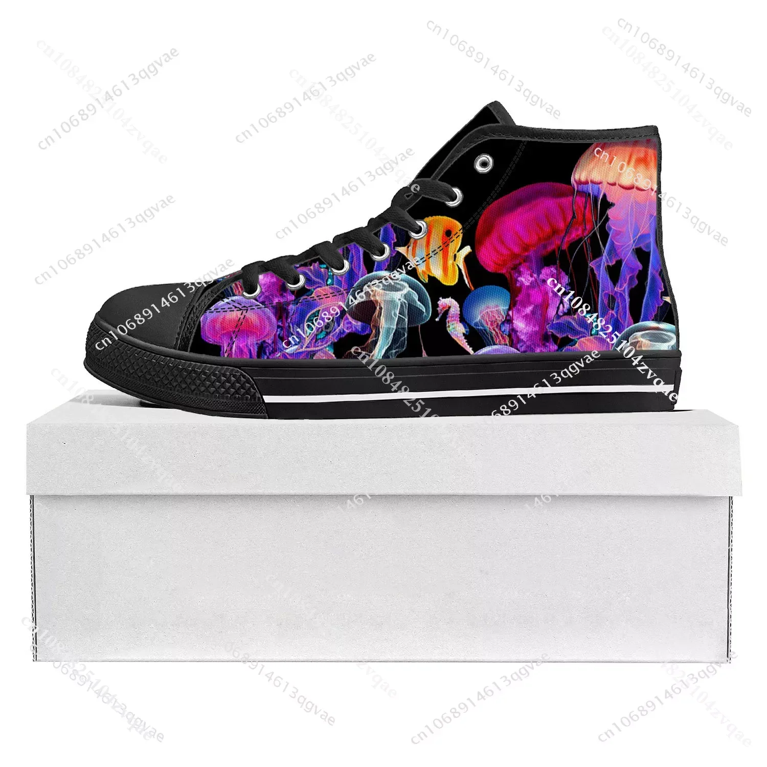 Jellyfish Pattern High Top High Quality Sneakers Mens Womens Teenager Canvas Sneaker Custom Made Shoe Casual Couple Shoes