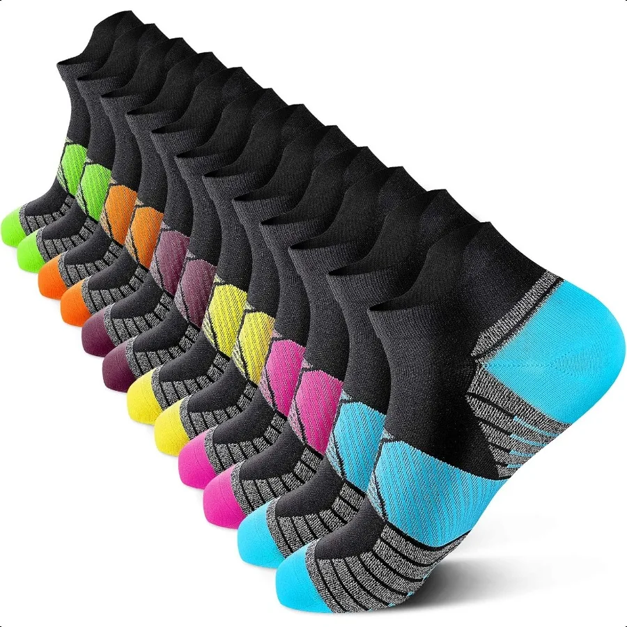 

PAPLUS Comprion Running Socks Women 6 Pairs Ankle Athletic Socks Low Cut with Arch port