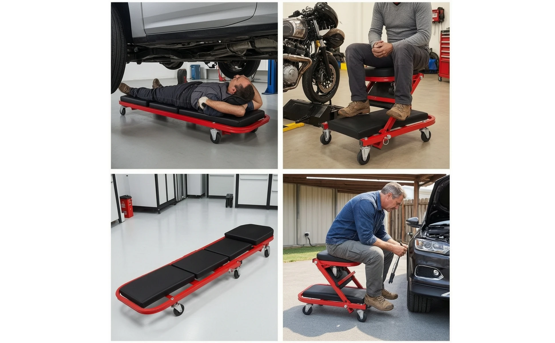 Foldable Creeper with Seat 2 in 1 Creeper with Seat Garage Chair Convertible Mechanic Stool Padded for Mechanics Foldable Creeper with Seat 2 in 1 Creeper with Seat Garage Chair Convertible Mechanic Stool Padded for Mechanics