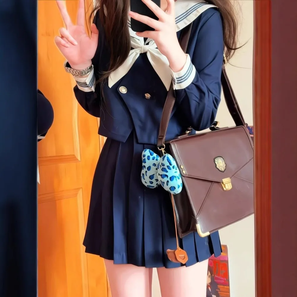 Japanese Orthodox Sailor Suit JK School Uniform,Navy Sailor Outfit,Two Piece Set for Graduation Photo & Daily Campus Casual Wear