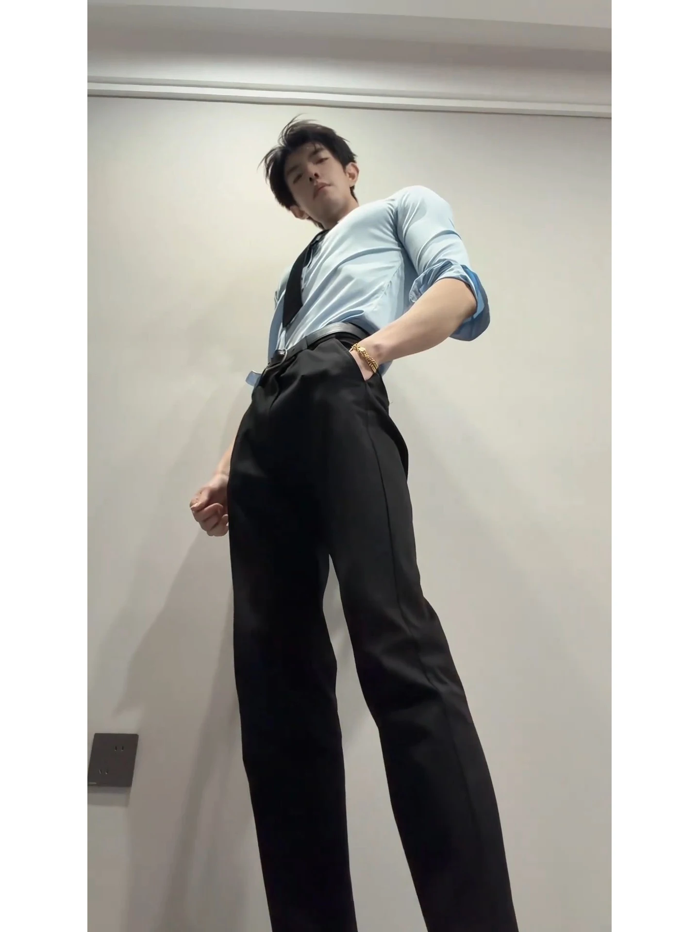 

Black Slim Straight Leg Suit Pants Men's Casual American Style Drapey Wide Leg Trousers Business Casual Youth Trend