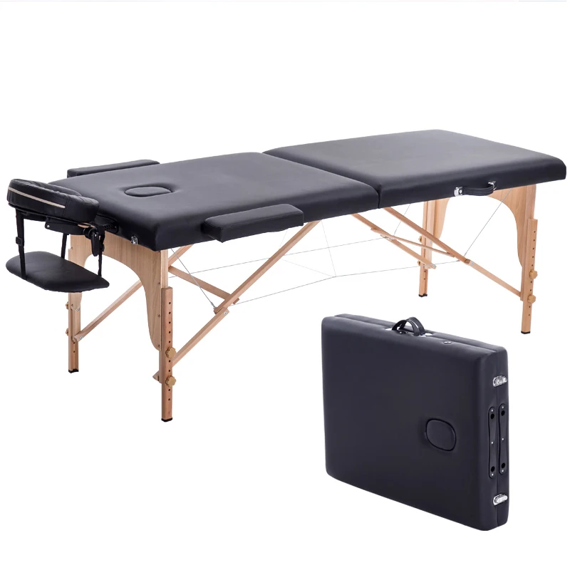 Folding Beauty Bed 185cm length 70cm width Professional Portable Spa Massage Tables Foldable with Bag Salon Furniture Wooden