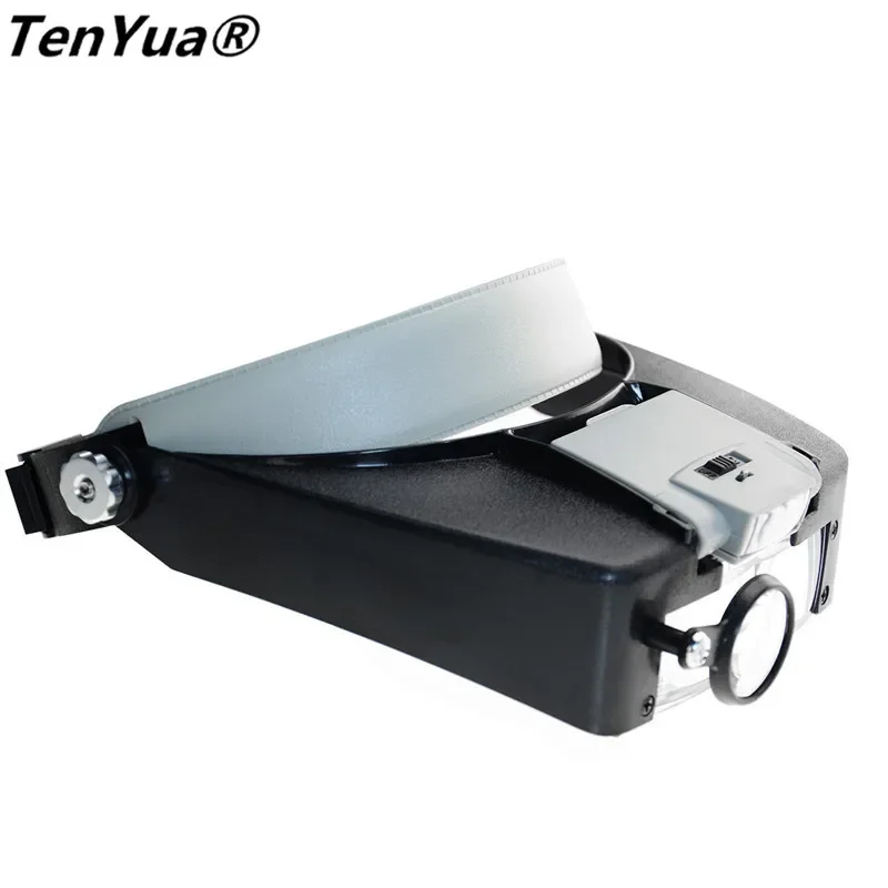 TenYua 1.5X 3X 6.5X 8X Headband Magnifying Glass Eye Repair Magnifier LED Light 10X Glasses Loupe Optical Lens