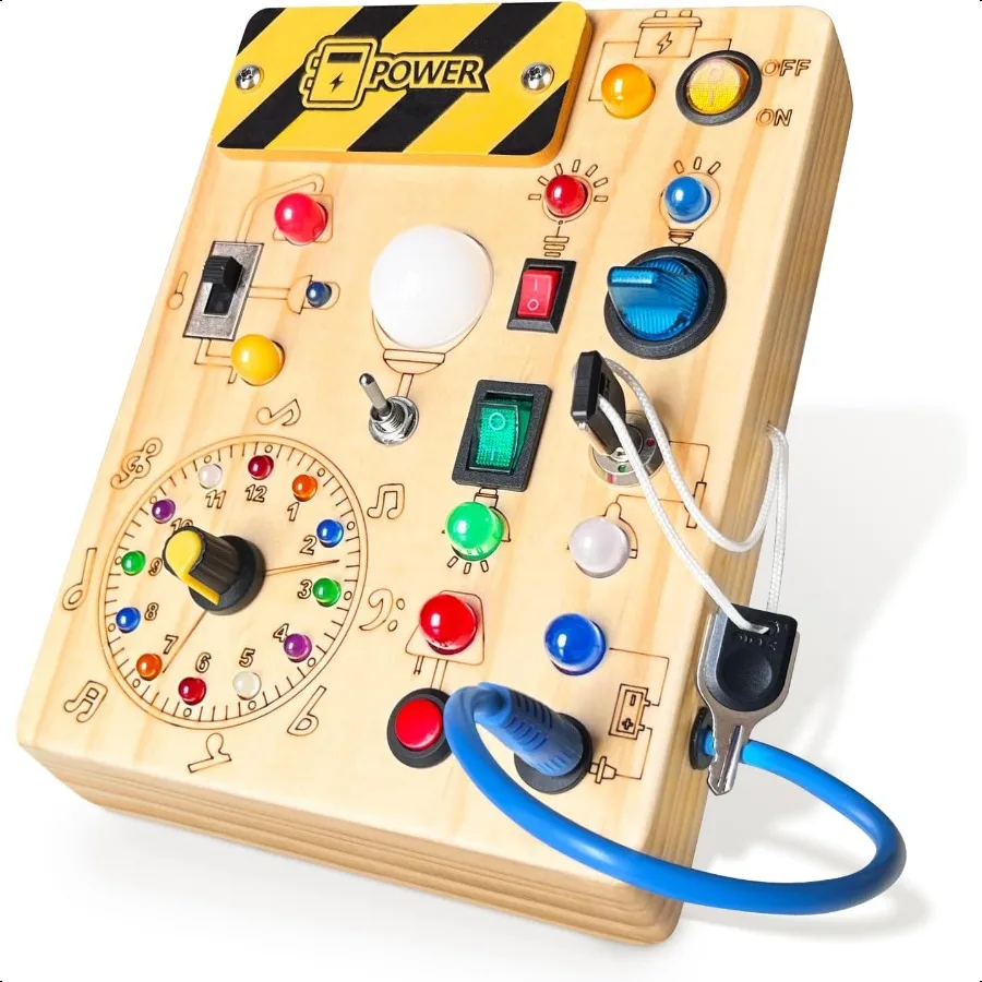

Busy Board Montori Toy for 13 Years Old Wooden Toddler Sensory Travel Toy Ideal Gift for 1+ Year Old Boys Busy Board Plus V2 Me