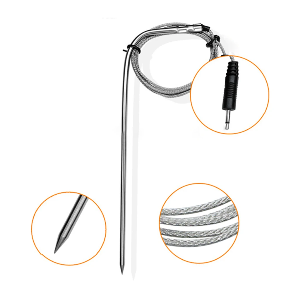 For BBQ Thermometer Spare Probe Sensor 3 PCS for 0-300C Range and Continuous 0-250C Monitoring with 130cm Probe Length