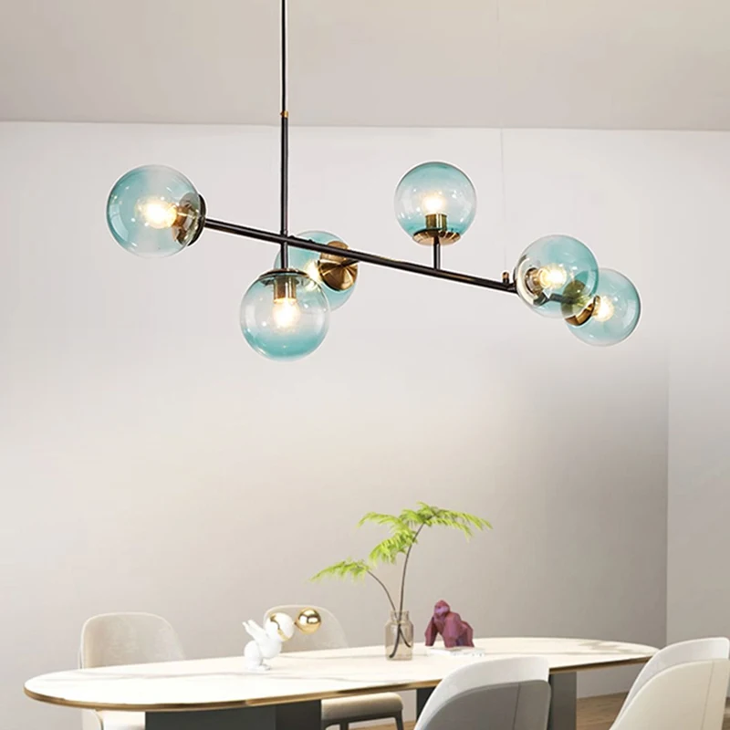 

Moder Glass Ball LED Pendant Lights Forfor Living Dining Room Food Tables Kitchen Chandelier Home Decor Hanging Light Fixture