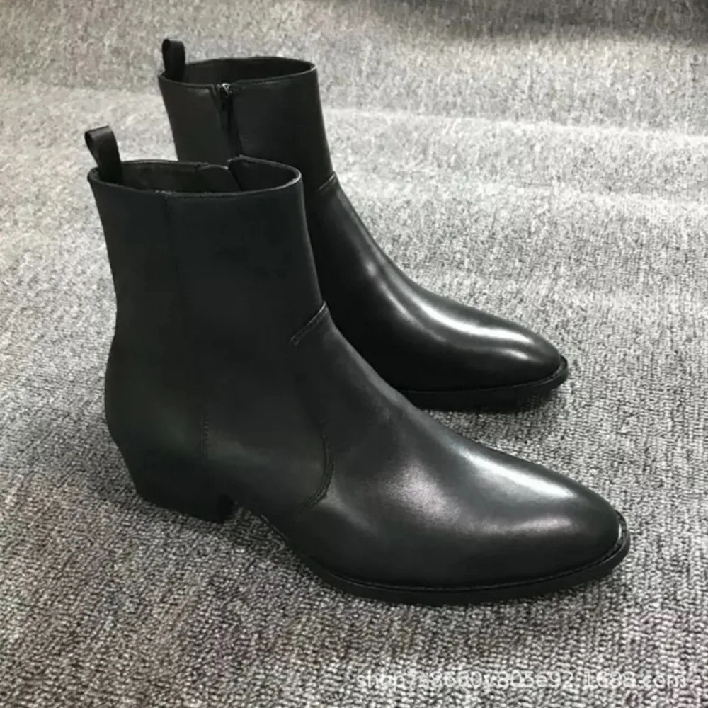 New Men's Shoes High Quality Brand Retro Comfortable Leather Waterproof Ankle Boots 2025 Fashion Black Mens Chelsea Boots