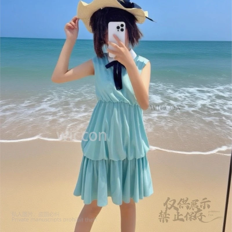 Anime Ai Haibara Cosplay Costume Comic Con Summer Dress BLUE Swimsuit Hat Full Set Wigs Women Girls Halloween Party Handmade