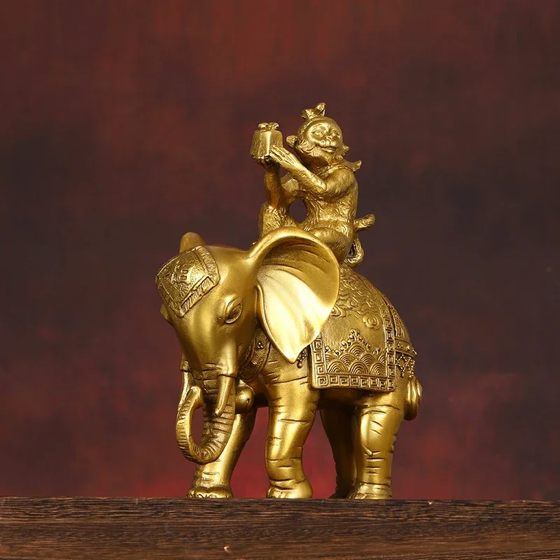 Copper Elephant on The Monkey Feudal Lords Worship Zodiac Monkey Bronze Monkey Living Room Office Decor