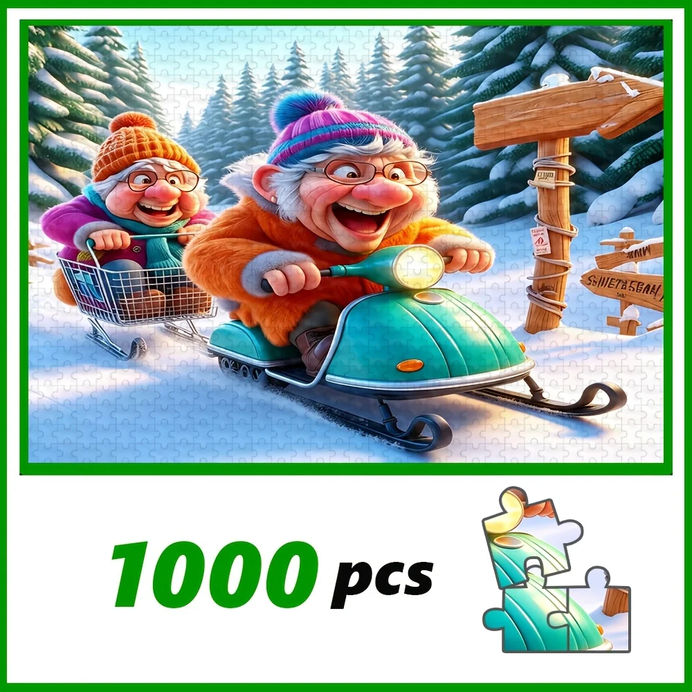 Art Jigsaw Puzzle, Snow Scooter Elderly Couple, Seaside Lighthouse Door, Carnival Food Trucks, Floral Kittens, Adult Wall Decor