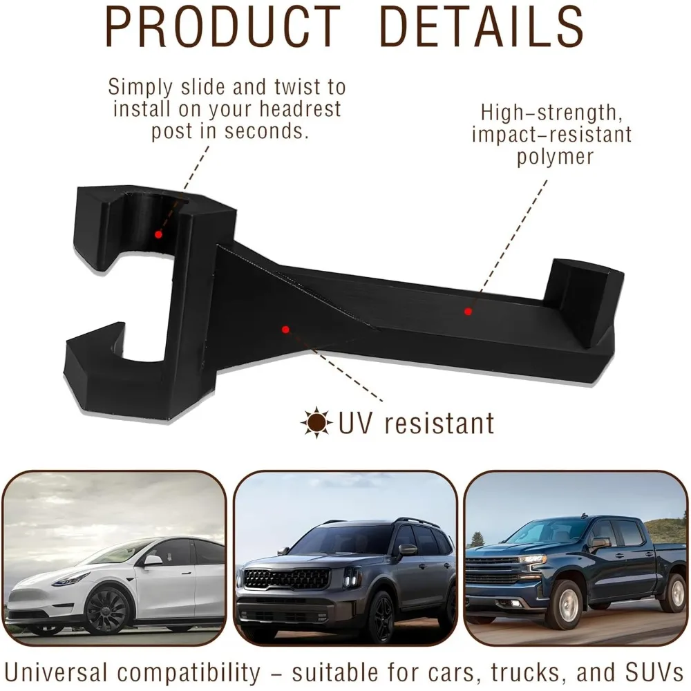 2PC Bow Hanger Truck Headrests Bow Holder Universal Bows Hook Secure Storage Hunting Transport Compound Recurve Bows Portable 3