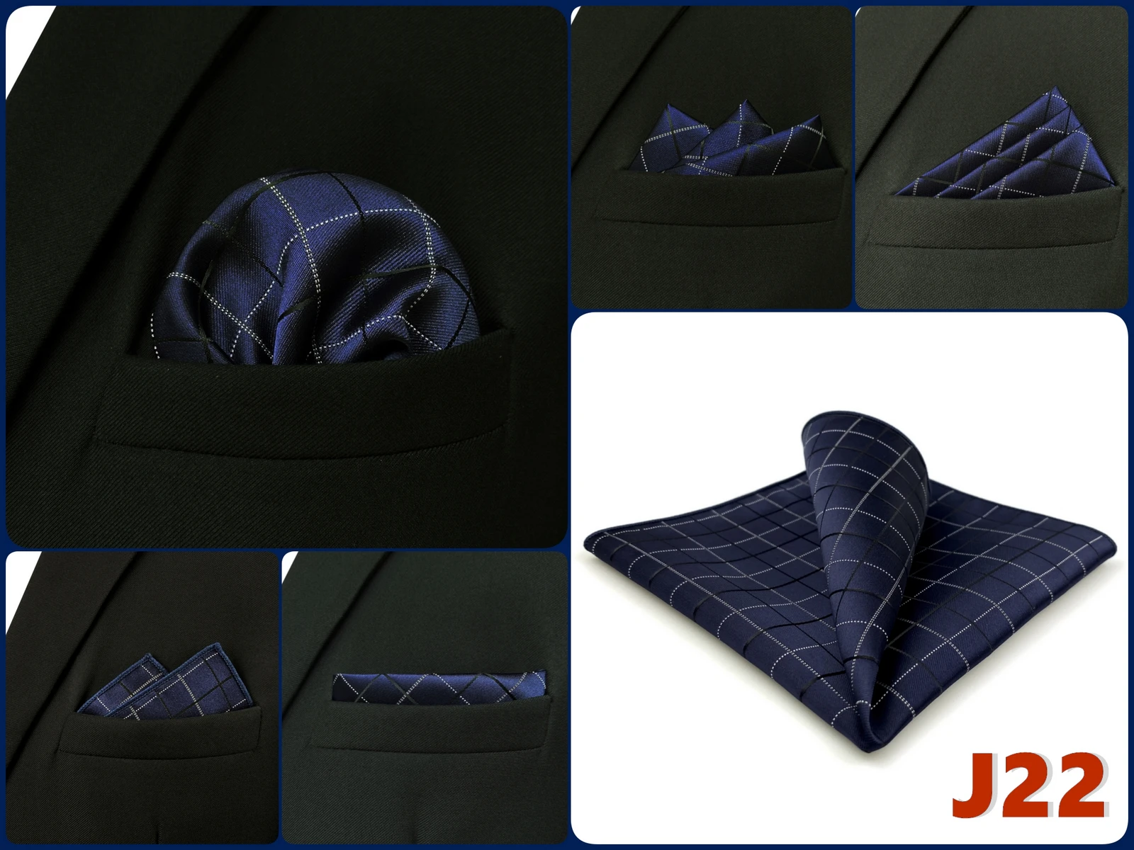 Pocket Square Handkerchief for Men Polka Dot Dots Plaid Check Checkered Suit Pocket Towel Hanky Mens Gift Wedding Business Party