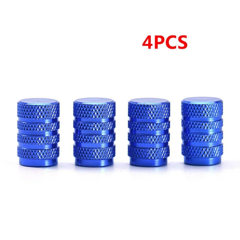 4pcs Blue Aluminium Alloy Nipple Caps Car Truck Bike Wheel Tyre Tire Valve Stems Air Dust Screw Caps Anti-leak Car Accessories